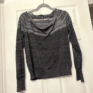 DKNY black sweater with silver metallic threading threading, size L